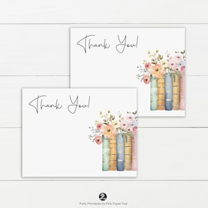 Storybook Theme Thank You Card Template, A New Chapter Book Themed Party Digital Printable Thank You Card
