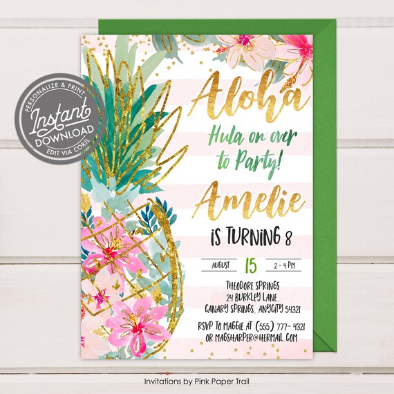 EDITABLE Pineapple Party Invitation, Party Like a Pineapple Summer ...