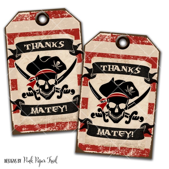 Pirate Party, Thank You Tags, Hang Tags, Favor Tags, Gift Tags, Instant Download, Print Your Own Il_570xn