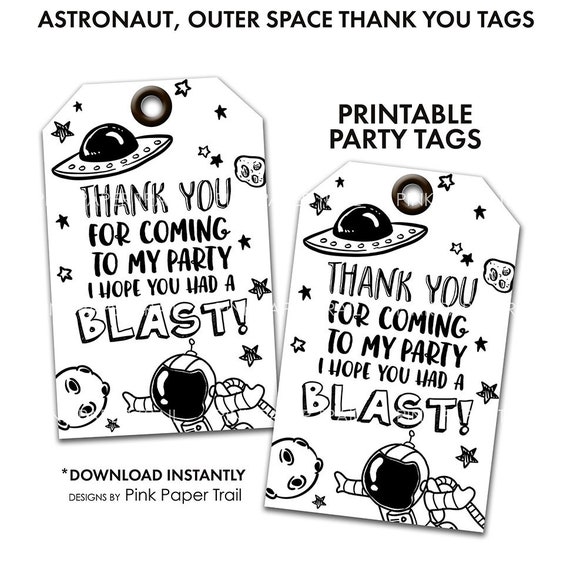 Outer Space Space Ship Astronaut Alien Party Thank You Tags Favor Tags, Out of this World Party Tags, Printable Thank You Tags Il_570xn