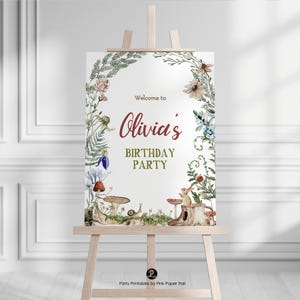 Editable Enchanted Forest Welcome Sign Woodland Fairy Baby Shower or Birthday Party Printable Template Corjl Instant Download