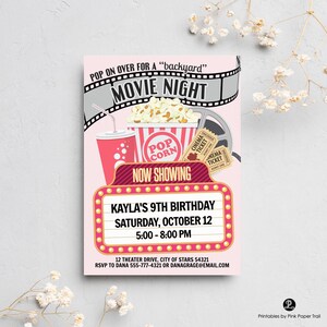 EDITABLE Movie Night Invitation, Backyard Movie Invitation, Outdoor Under the Stars Movie Invite Party Digital Instant Access Download 画像 1