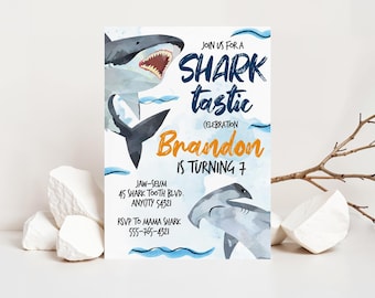 EDITABLE Shark Invitation, Shark Boy Birthday Invitation, Shark Birthday Party, Shark Party, Baby Shark Printable Instant Access Invite