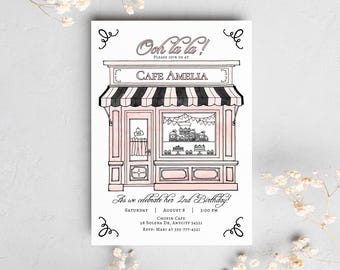 EDITABLE French Cafe Paris Cafe Birthday Soiree Invite, Paris Themed Birthday, Parisian Cafe Birthday Invitation Instant Download Access