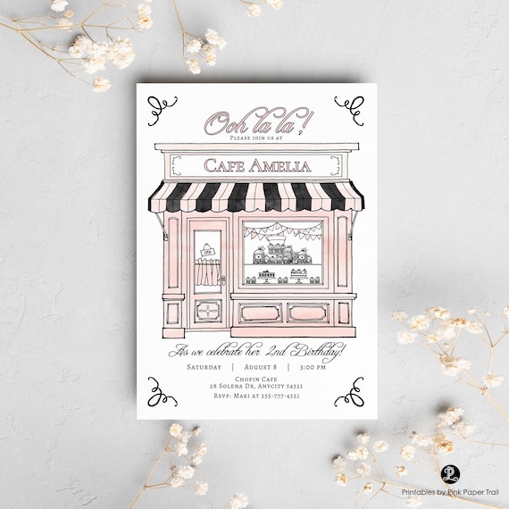 EDITABLE French Cafe Paris Cafe Birthday Soiree Invite, Paris Themed Birthday, Parisian Cafe Birthday Invitation Instant Download Access