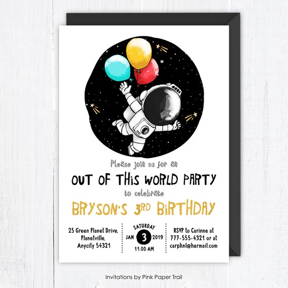 Astronaut Birthday Invitation, Space Birthday Invitation, Outer Space Invitation, Rocket Ship Space Ship Personalized Printable Invitation Il_570xn