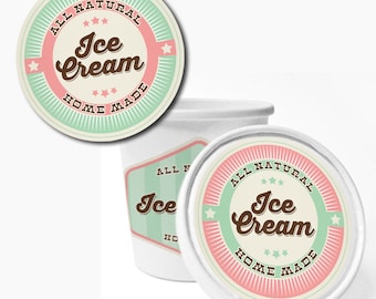 Etichetta per coperchio di gelato, adesivi stampabili per feste di gelato per compleanni, baby shower, addii al nubilato e altro ancora, download immediato