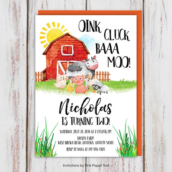 Farm Birthday Invitation Farm Barn Birthday Party Invitation