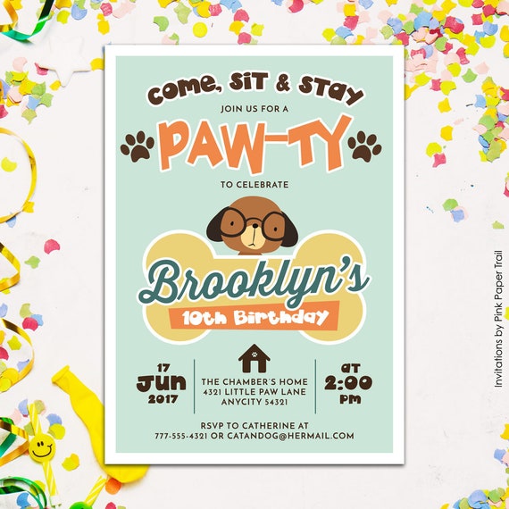 Lovable Pet dog Canine Birthday Occasion Invitation, Pet Paw-Ty Undertake photograph relating to Printable Birthday Invitations for Boy named Lovable Pet Pet Birthday Social gathering Invitation, Pet Paw-Ty Undertake