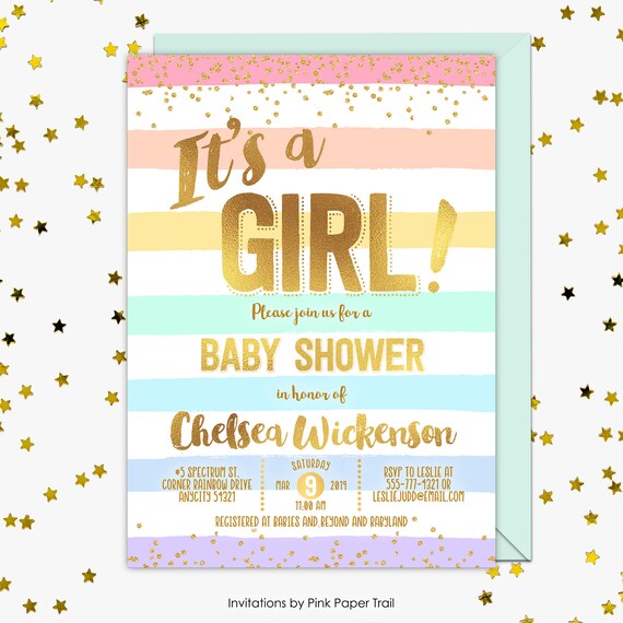 pastel baby shower invitations