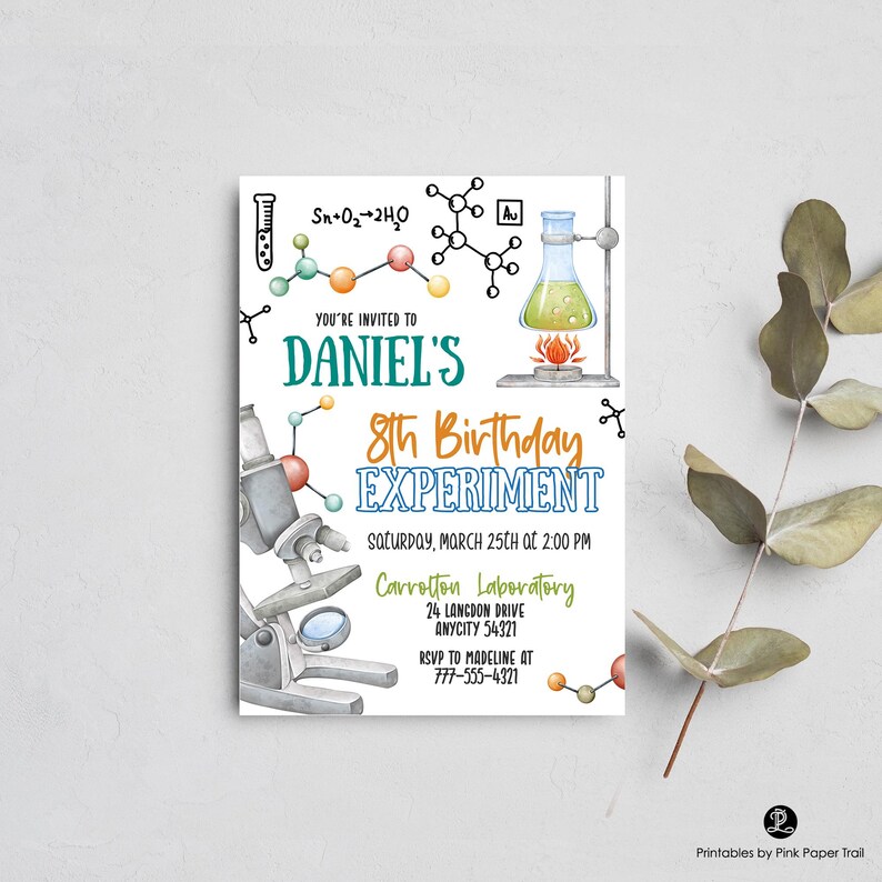 Editable Mad Science Party Birthday Invite, Mad Science Invitation, Scientist Experiment Party Invite, Printable Instant Download zdjęcie 3