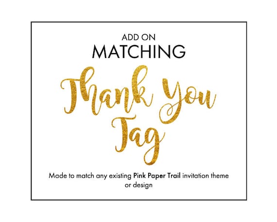 Printable Thank Tags Add-On To Match Any Party Invitation Theme or Design - Digital File Il_570xn