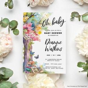 Baby Shower Invitation Book Theme Template Storybook Baby Shower, A New Chapter Baby Shower Invite Template Instant Download