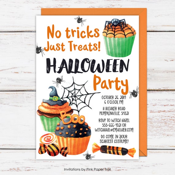 Halloween Party Invitation, Cute Kids Halloween Party Invite, Halloween Treats and Sweets Invite, Halloween Printable Invitation, v.1 Il_570xn