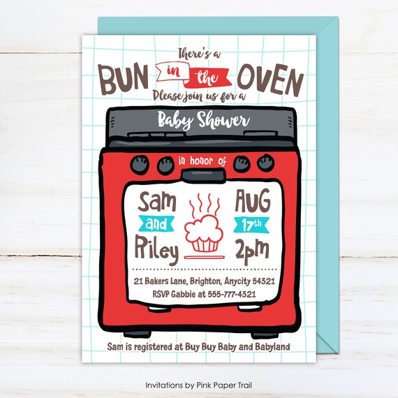 bun in the oven baby shower invitations