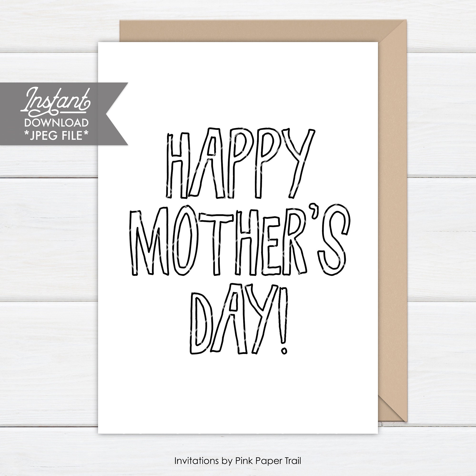 Simple Hand Drawn Style Happy Mother's Day Card - Etsy Hong Kong