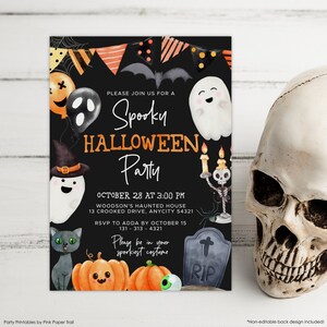 Kids Halloween Party Invitation Template Printable Kids Halloween Invite Editable Costume Party Instant Download Cute Halloween Invitation