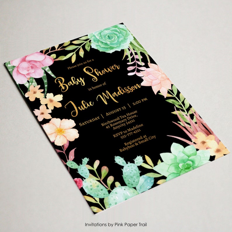 EDITABLE Succulents Cactus Succulent Baby Shower Invitation Etsy