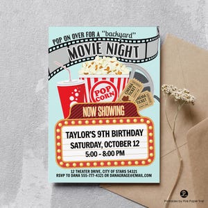 EDITABLE Movie Night Invitation, Backyard Movie Invitation, Outdoor Under the Stars Movie Invite Party Digital Instant Access Download image 3