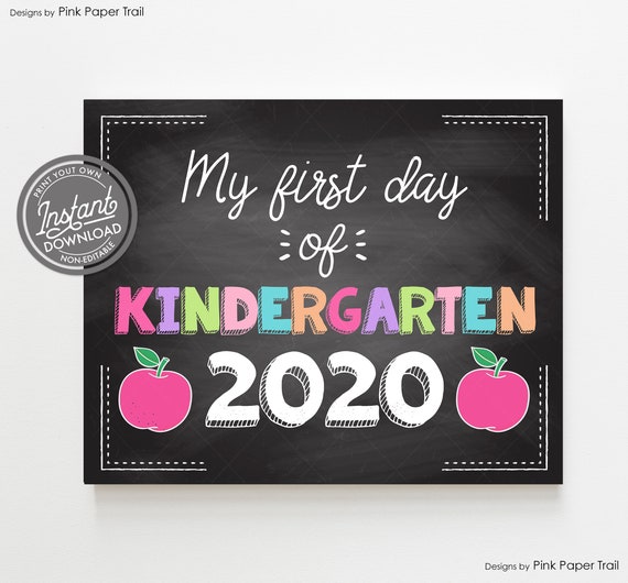 First Day of Kindergarten Sign, First Day of Kindergarten Chalkboard Sign Photo Prop Wall Art Instant Download Non-Editable Printable v2b Il_570xn