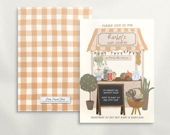 EDITABLE Farmers Market Baby Shower Template Locally Grown Neutral Baby Shower Invitation, Pastel Country Farm Market Baby Shower Invite