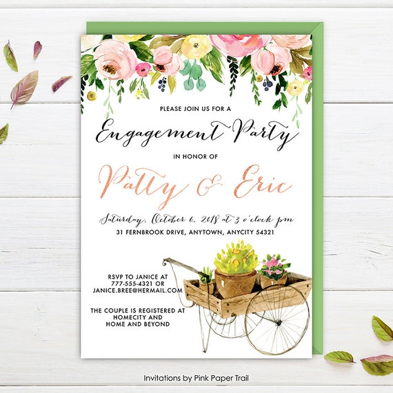 Garden Party Invitation, Wedding Engagement Garden Party, Couple's Shower, Garden Tea Party Invite, Floral Garden Party Printable Invitation Il_570xn