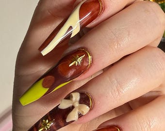 Handmade Tortoise Shell Press Fall press On Nails