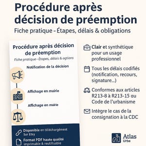 Procédure après une décision de préemption – Fiche synthétique (DPU, délais & obligations)