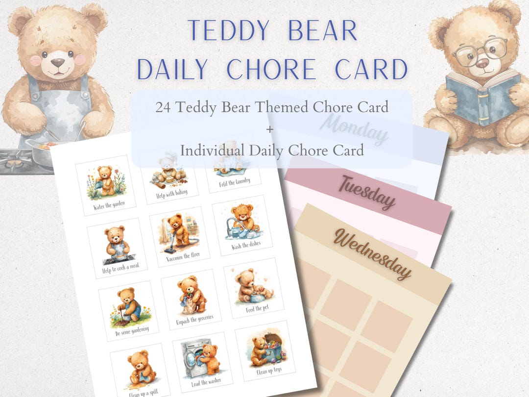 Daily Routine Tracker for Kids Teddy Bear Theme Visuals Printable Daily ...