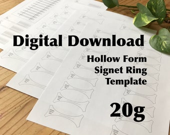 Hollow Form Signet Ring Template, US 1-14, 20g—Digital Download
