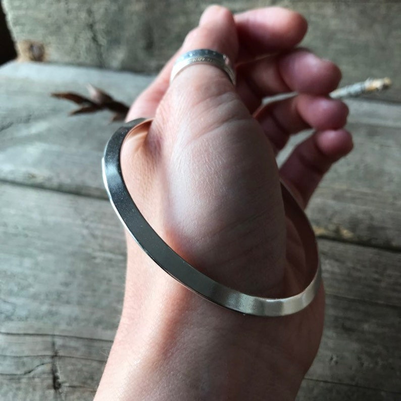 Carinated Silver BangleTriangular Sterling Silver Bangle BraceletShiny SilverLuxe Bangle BraceletReady-to-Ship image 7