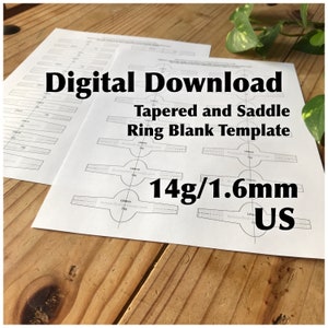 Ring Blank Template—US Sizes—14g/1.6mm—Saddle Ring and Tapered Band Template—Metalsmith—Printable PDF Template—Digital Download