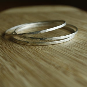 Made-to-Order—Your Choice—One, Two or Three Solid Hammered Sterling Silver Bangle Bracelets