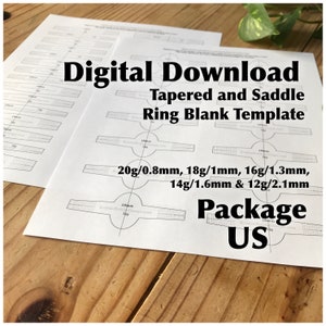 Ring Blank Template PACKAGE—US Sizing—Buy Four, Get One Free!—Metalsmith—Printable PDF Template Package—Digital Download