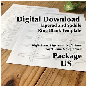 Ring Blank Template PACKAGE—US Sizing—Buy Four, Get One Free!—Metalsmith—Printable PDF Template Package—Digital Download