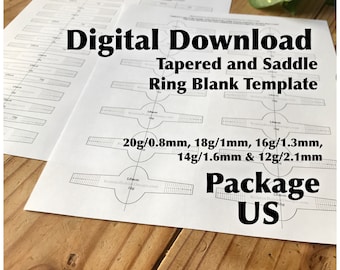 Ring Blank Template PACKAGE—US Sizing—Buy Four, Get One Free!—Metalsmith—Printable PDF Template Package—Digital Download