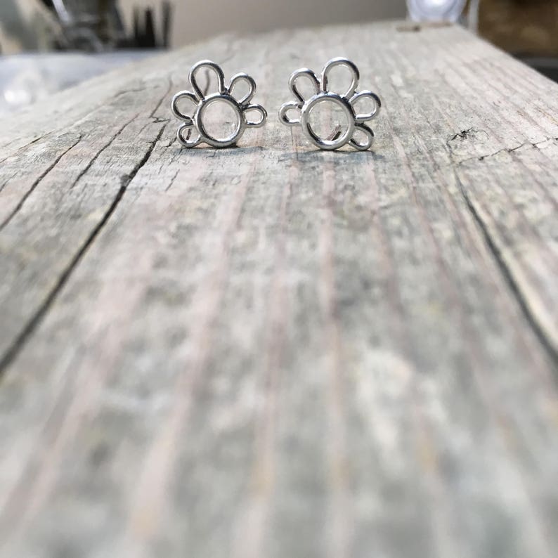 Silver Flower Earrings\u2014Efflorescence Earrings\u2014Small Handmade Flower Earrings\u2014You Choose Post or French Hooks\u2014Ready-to-Ship