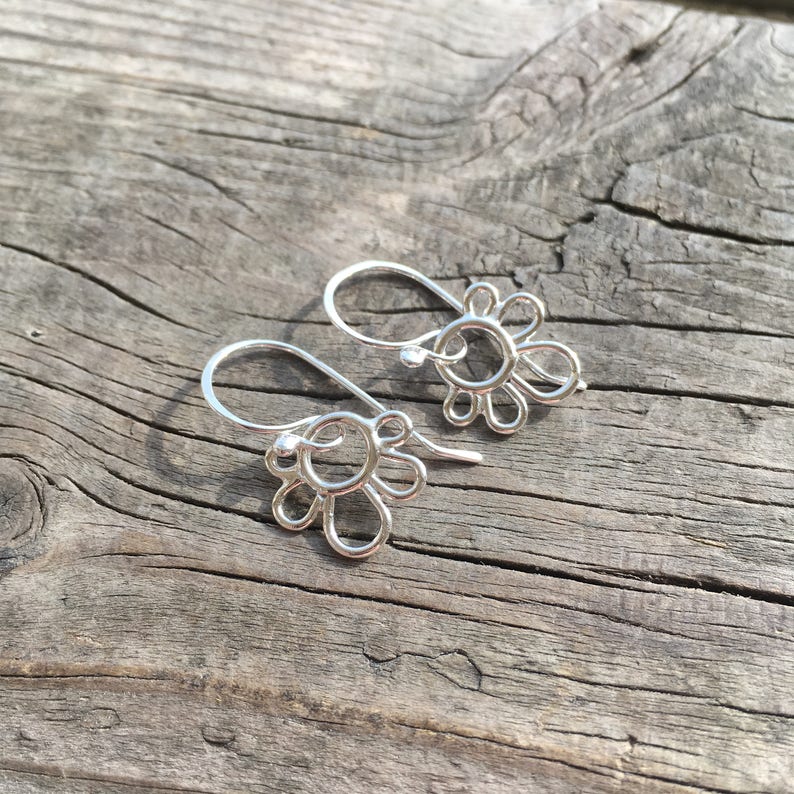 Silver Flower Earrings\u2014Efflorescence Earrings\u2014Small Handmade Flower Earrings\u2014You Choose Post or French Hooks\u2014Ready-to-Ship