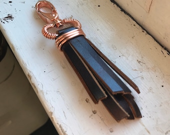 Leather Tassel Keychain III