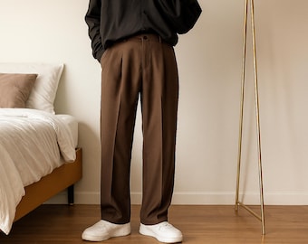 Pantalon de costume large : streetwear coréen minimaliste - polyester confortable