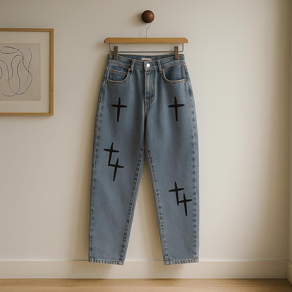 Men's Cross Print Baggy Jeans | Y2K Wide Leg Denim - Etsy