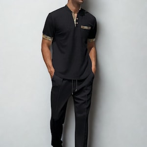 Men&#39;s Summer Outfit Set: Short Sleeve Shirt & Pants - Vacation Wear