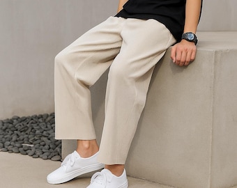 Men's Ribbed Lounge Pants: Relaxed Fit, Summer Streetwear