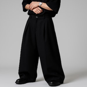 Wide Leg Harem Pants: Korean Streetwear Style - High Waist Black Trousers