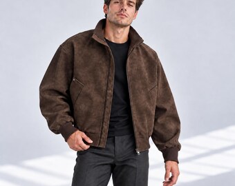 Men Zip Up Casual Bomber Jacket | Lightweight Everyday Wear Streetwear | Motorcycle Jacket for Men