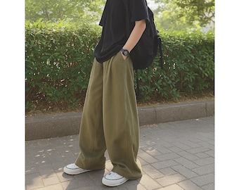 Men's Cotton Baggy Pants: Vintage Inspired Korean Streetwear