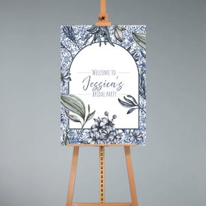 Festa di addio al nubilato - Qualcosa di blu prima di dire "Sì, lo voglio"/ Cartello di benvenuto personalizzato/ Addio al nubilato/ Fronte-retro/ A3/ Digitale e cartaceo