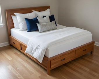 Queen size bed frame with drawers Build plan: DIY Woodworking plan PDF Download