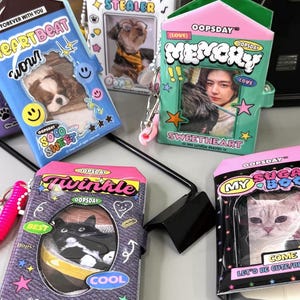 Porta-cartões de fotos em PVC, porta-cartões de fotos K-pop, porta-PC, capa para cartões de fotos, vintage, fofo,