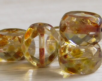 5 - 12mm Czech Clear Picasso Table Cut Sliced Window Thick Large Chunky Glass Beads 12x11x8mm Thick